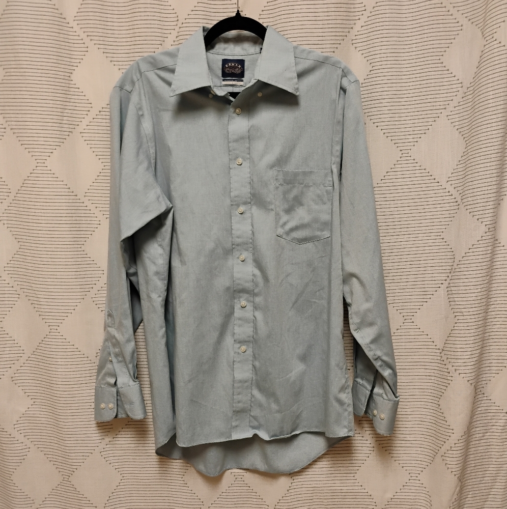 Eagle Shirtmakers Men's Sky Blue Dress Shirt Regular Fit Size 16 Stretch Collar